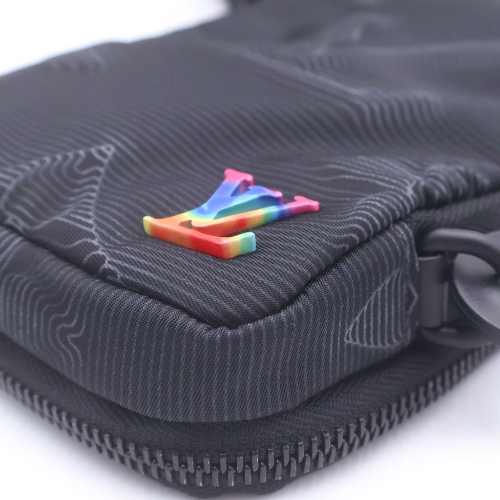 Louis Vuitton Double Phone Pouch Monogram Nylon Shoulder Bag Black — view 5
