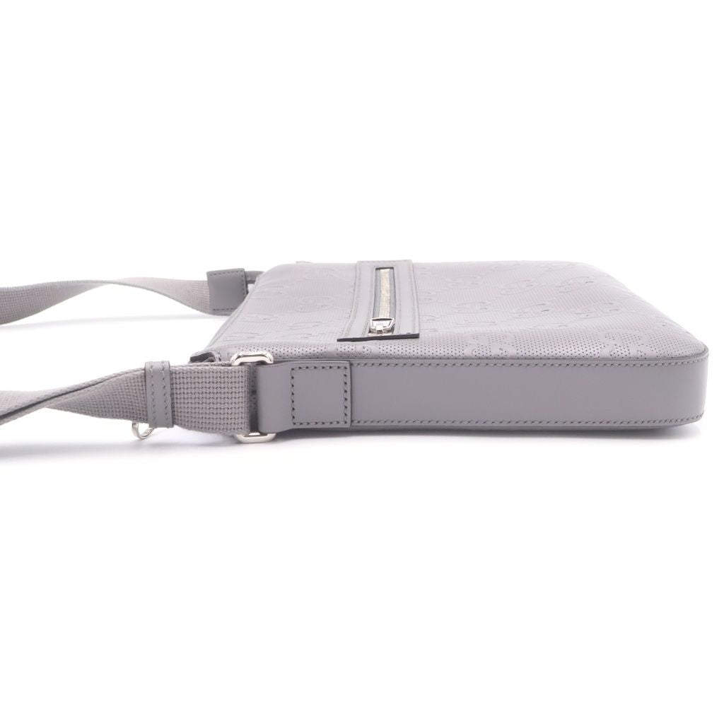 Gucci GG Embossed Leather Shoulder Bag Gray — view 3