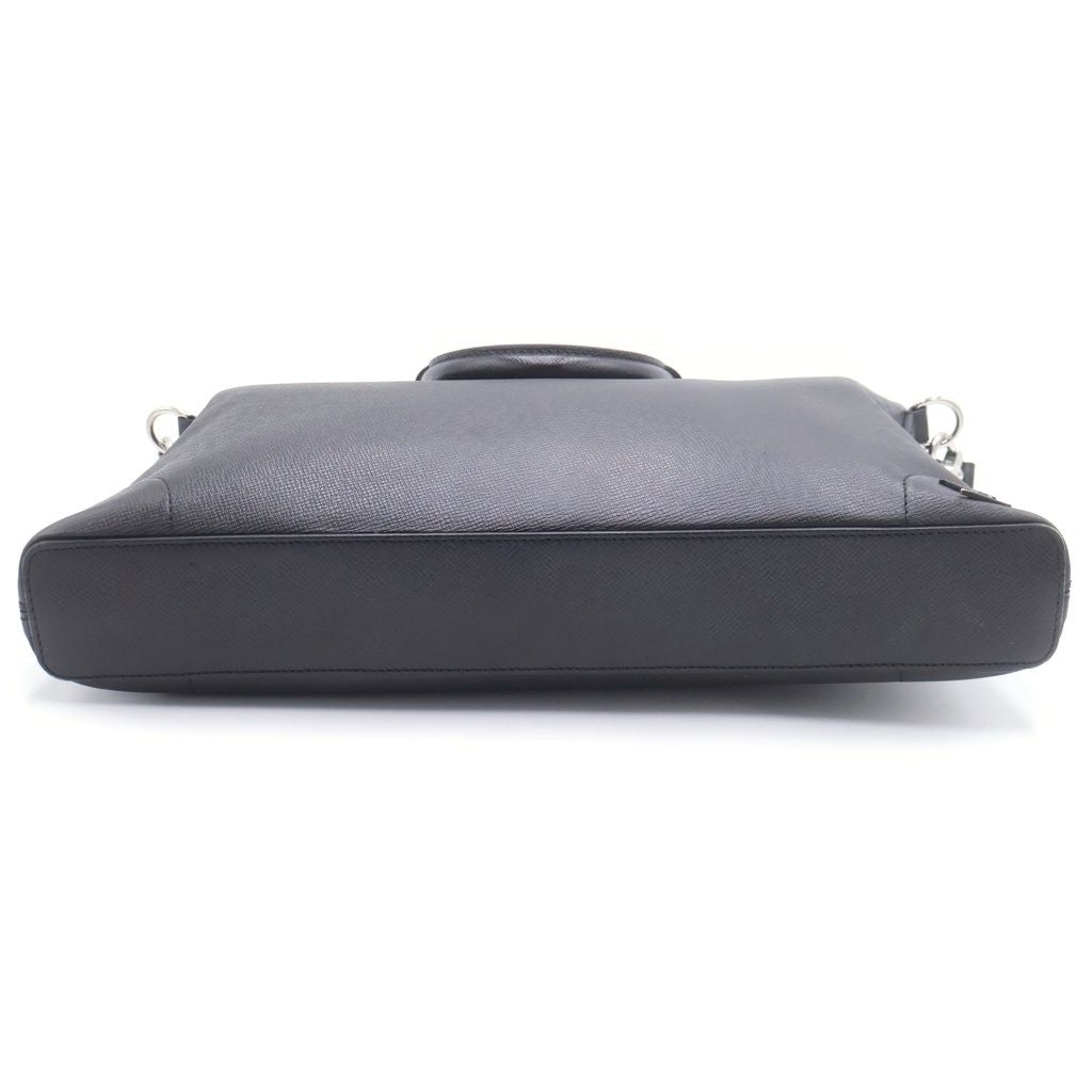 Louis Vuitton Taiga Slim Briefcase Business 2-Way Shoulder Bag Black Leather — view 4