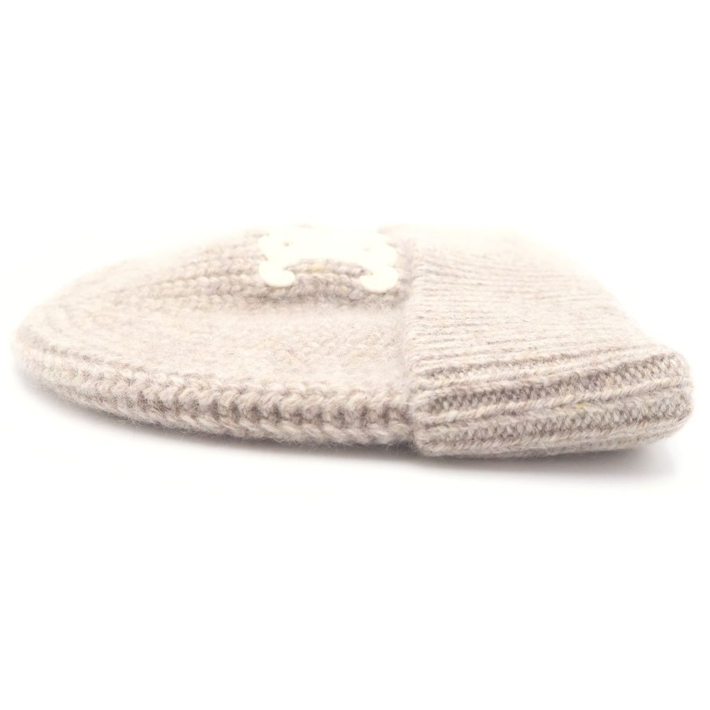 Celine Triomphe Seamless Cashmere Knit Hat Beige — view 3