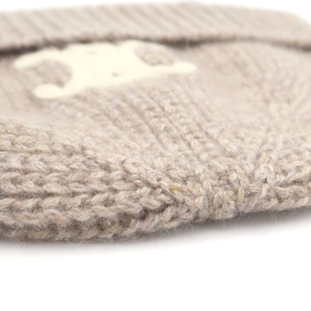 Celine Triomphe Seamless Cashmere Knit Hat Beige — view 6