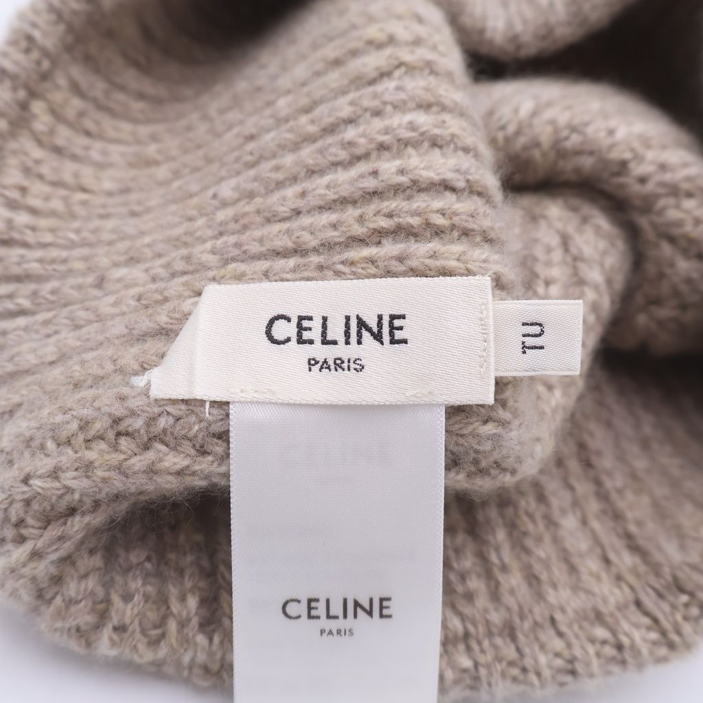 Celine Triomphe Seamless Cashmere Knit Hat Beige — view 7