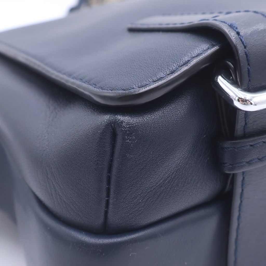 Loewe Military Messenger XS Leather Logo Shoulder Bag Navy — view 8