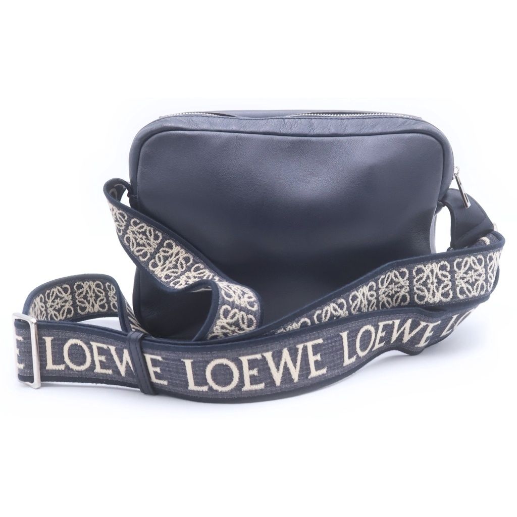 Loewe Military Messenger XS Leather Logo Shoulder Bag Navy — view 2