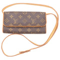 Louis Vuitton Monogram Pochette Twin PM Shoulder Bag Leather Brown