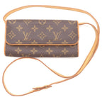 Louis Vuitton Monogram Pochette Twin PM Shoulder Bag Leather Brown