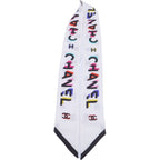 Chanel CC Logo Twilly Print Silk Scarf White — view 3