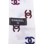 Chanel CC Logo Twilly Print Silk Scarf White — view 6