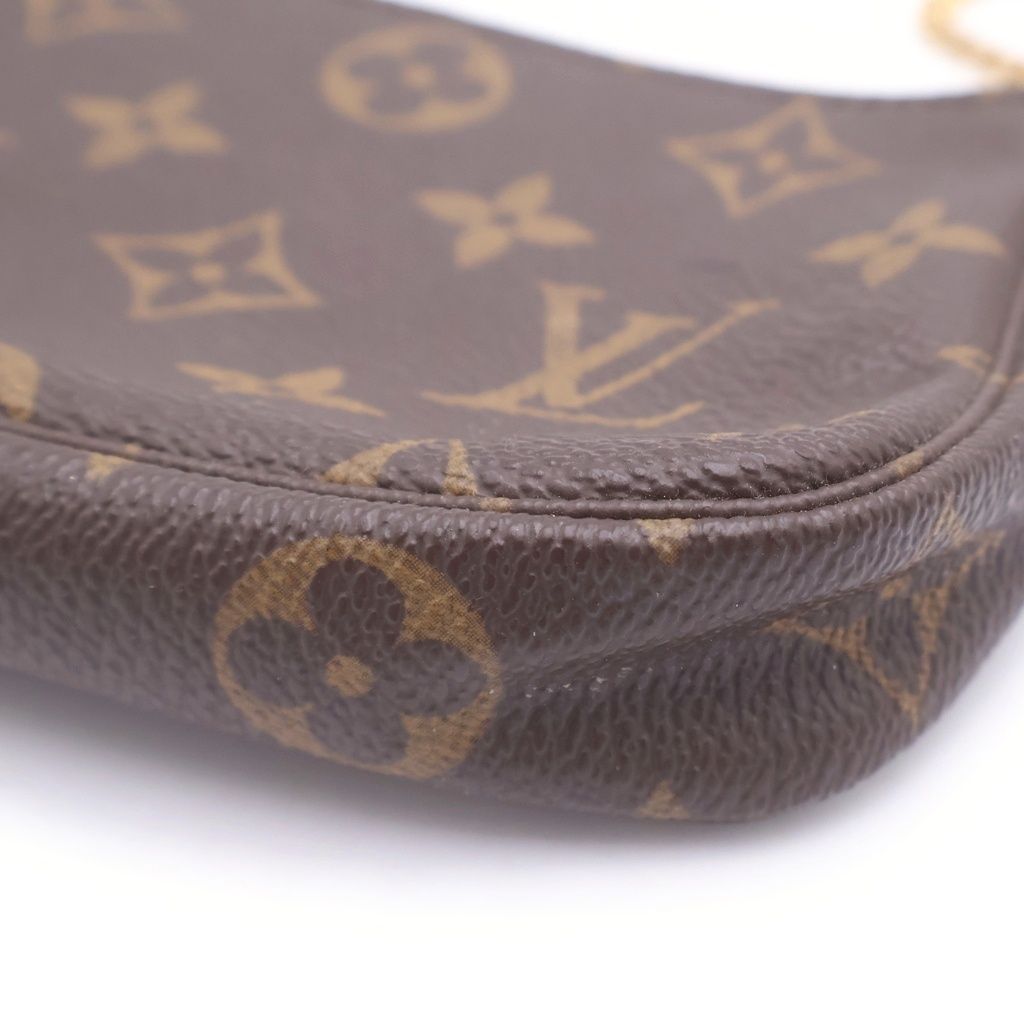 Louis Vuitton Monogram Mini Pochette Leather Pouch Brown — view 5