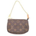 Louis Vuitton Monogram Mini Pochette Leather Pouch Brown