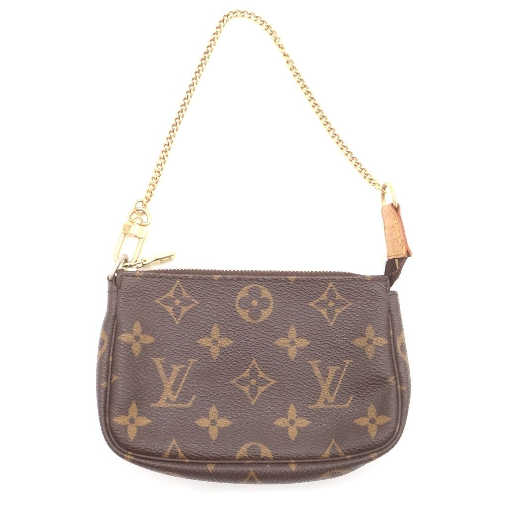 Louis Vuitton Monogram Mini Pochette Leather Pouch Brown