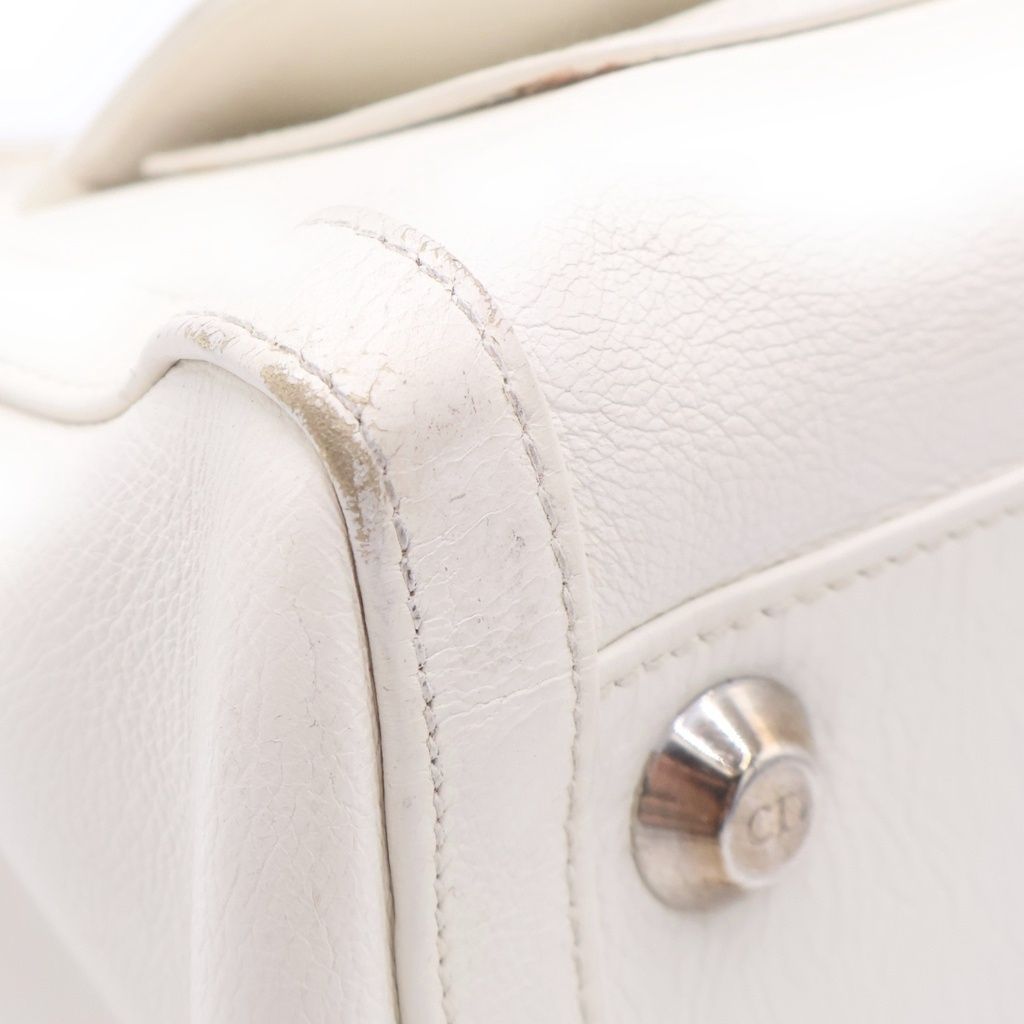 Dior Handbag White Leather Silver — view 6
