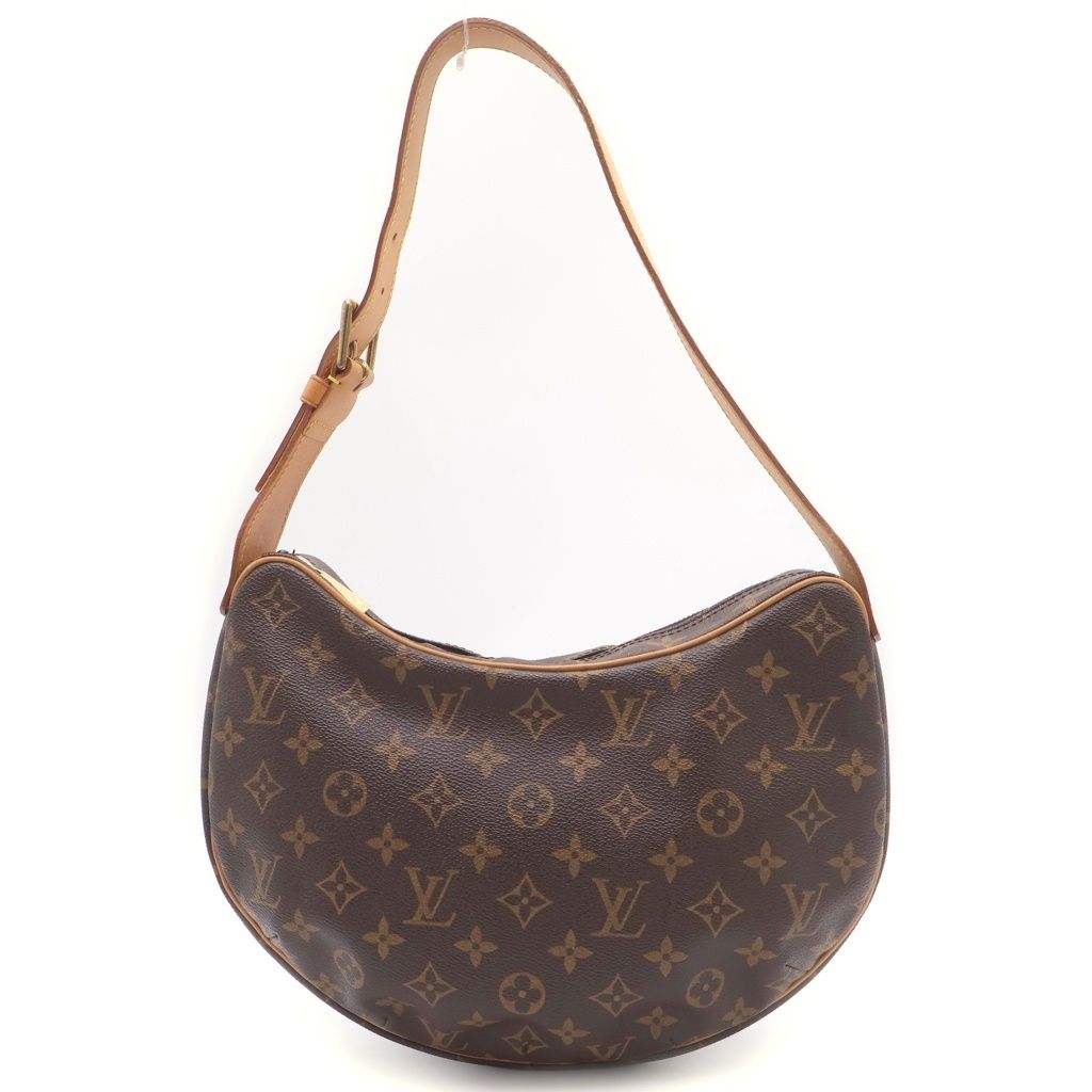 Louis Vuitton Monogram Croissant MM Shoulder Bag Brown Leather Gold