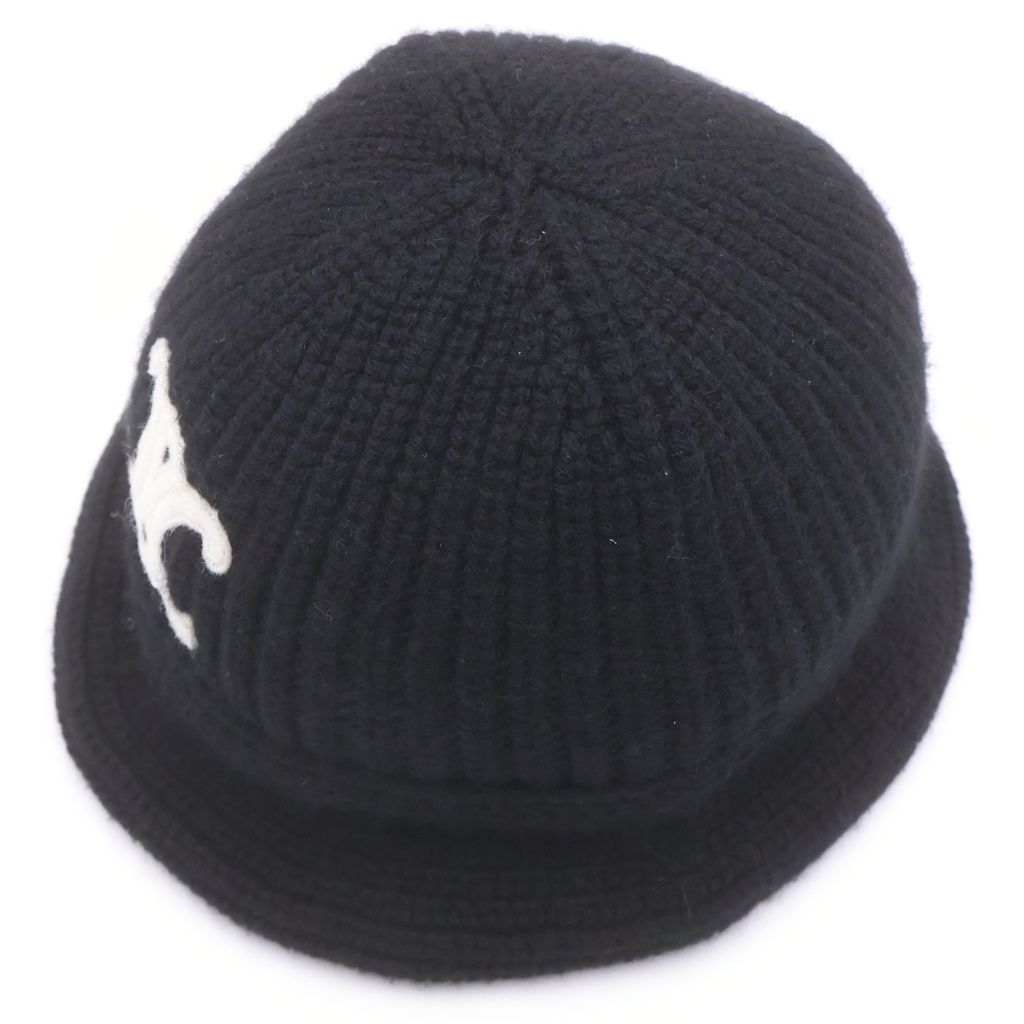 Celine Triomphe Crochet Cashmere Bucket Hat Black — view 6