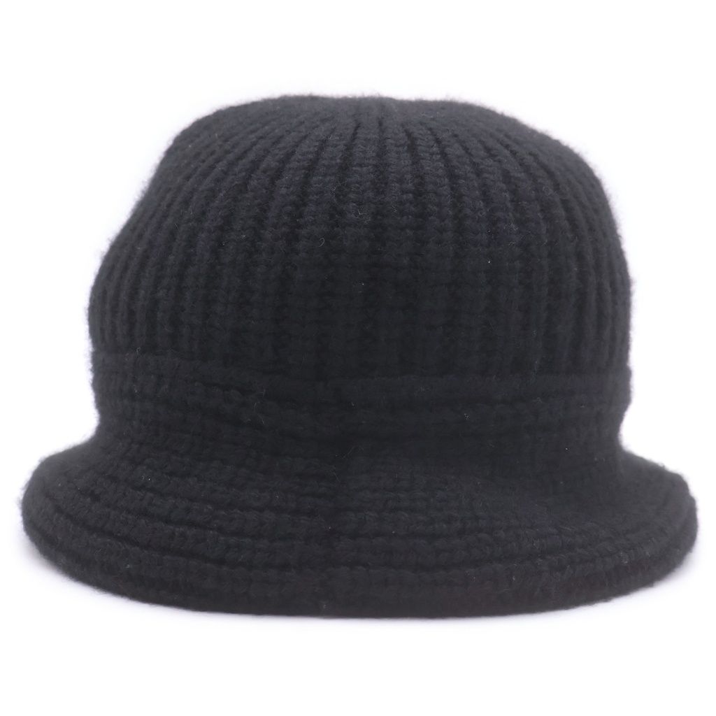 Celine Triomphe Crochet Cashmere Bucket Hat Black — view 2
