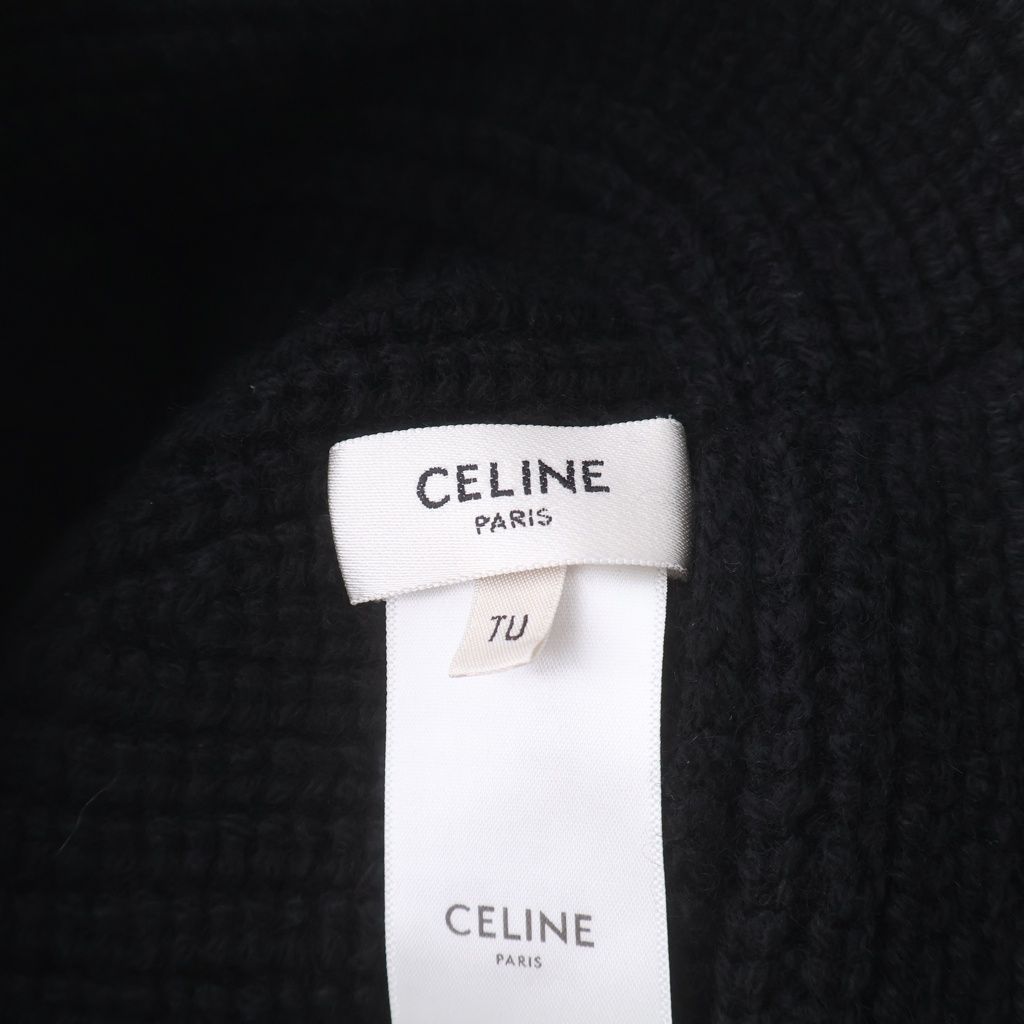 Celine Triomphe Crochet Cashmere Bucket Hat Black — view 7
