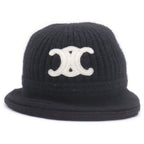 Celine Triomphe Crochet Cashmere Bucket Hat Black — view 4