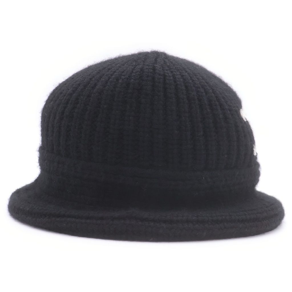 Celine Triomphe Crochet Cashmere Bucket Hat Black — view 3