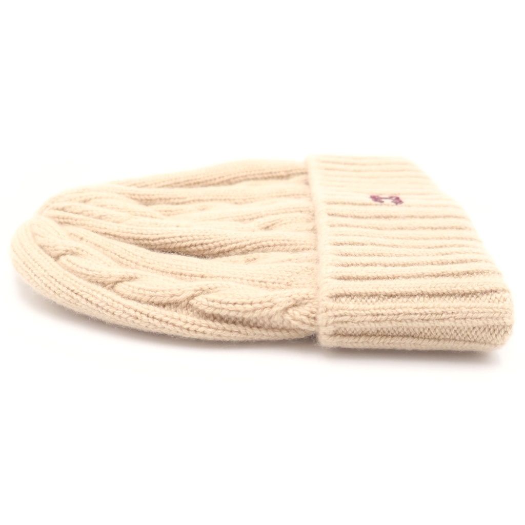 Celine Triomphe Cashmere Knit Hat Cable Beige — view 3