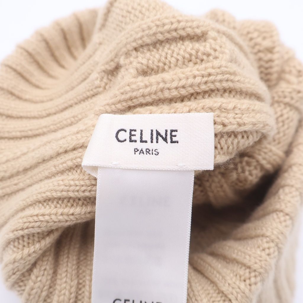 Celine Triomphe Cashmere Knit Hat Cable Beige — view 7