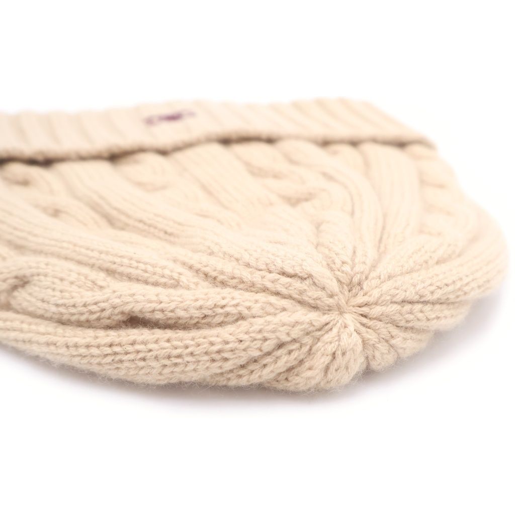 Celine Triomphe Cashmere Knit Hat Cable Beige — view 6