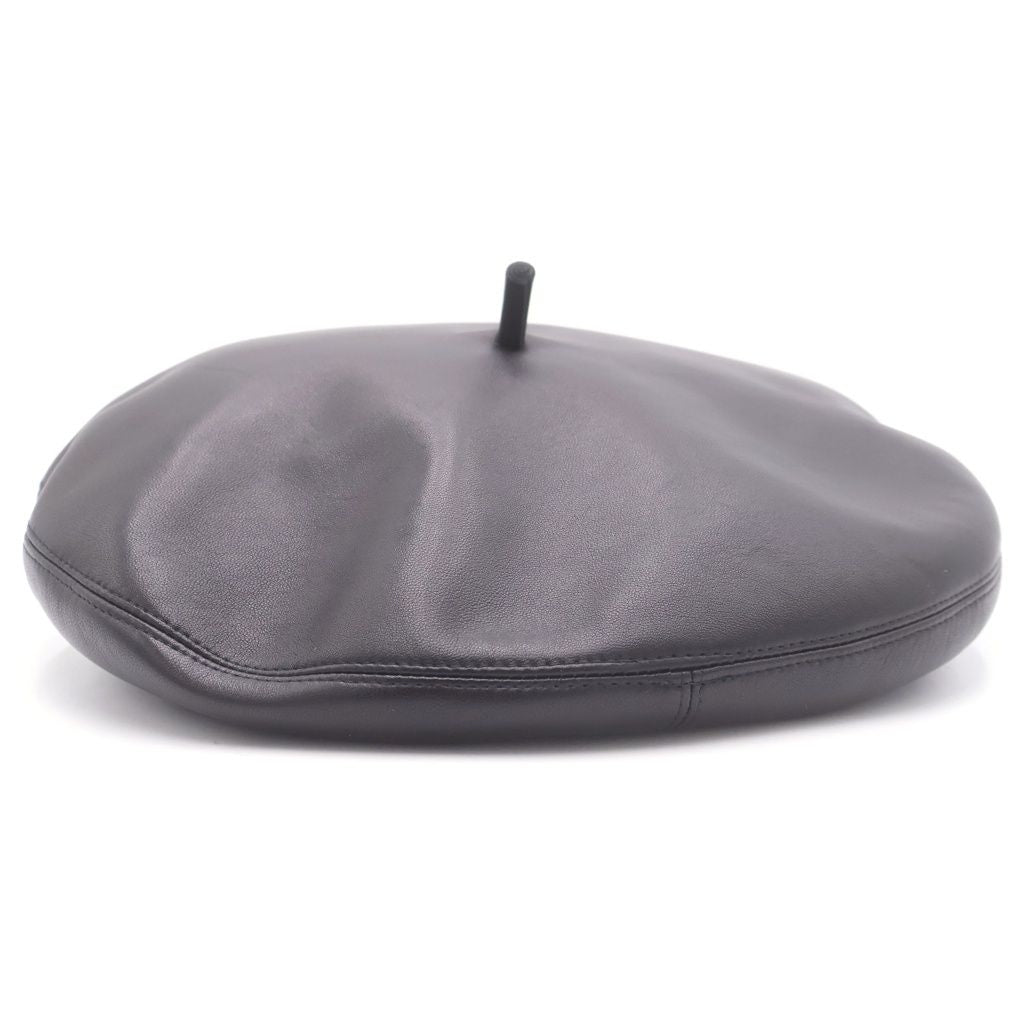 Dior Logo Plate Leather Beret Black — view 2