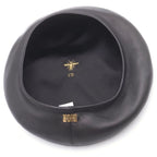 Dior Logo Plate Leather Beret Black — view 5