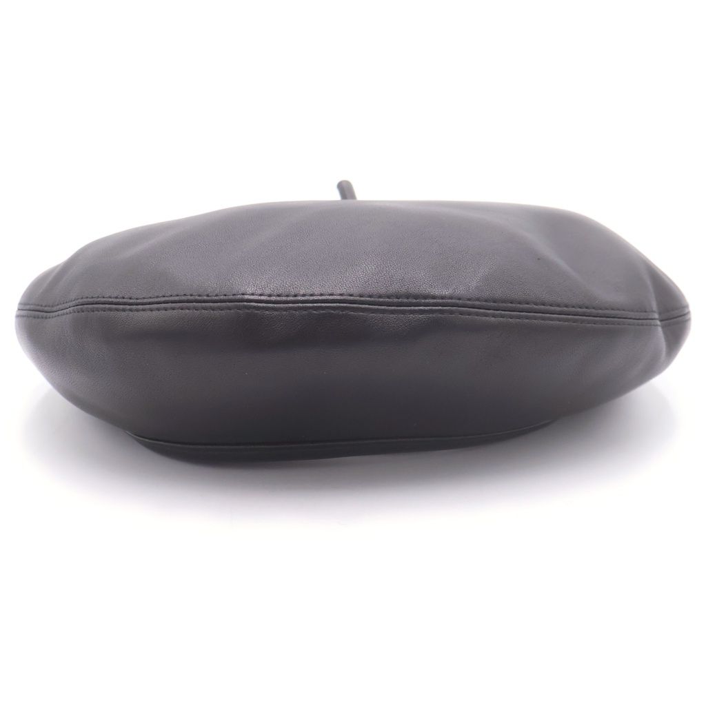 Dior Logo Plate Leather Beret Black — view 4