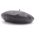 Dior Logo Plate Leather Beret Black