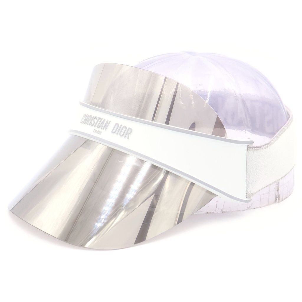 Dior Monsieur Club V1u Silver Mirror Effect Visor Sun Front Logo White