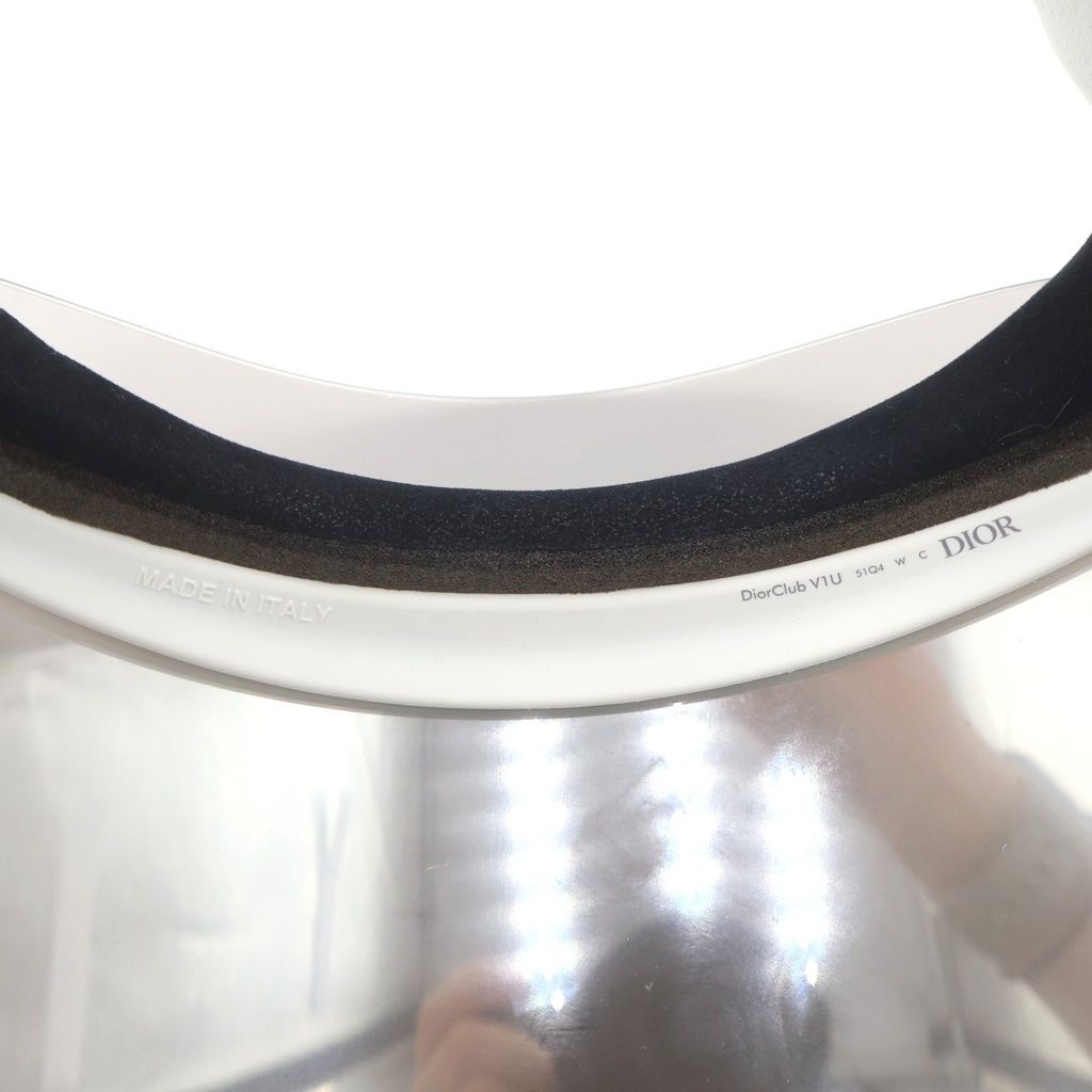 Dior Monsieur Club V1u Silver Mirror Effect Visor Sun Front Logo White — view 5