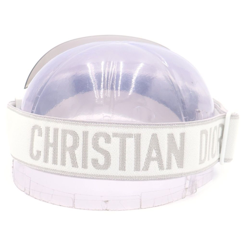 Dior Monsieur Club V1u Silver Mirror Effect Visor Sun Front Logo White — view 2