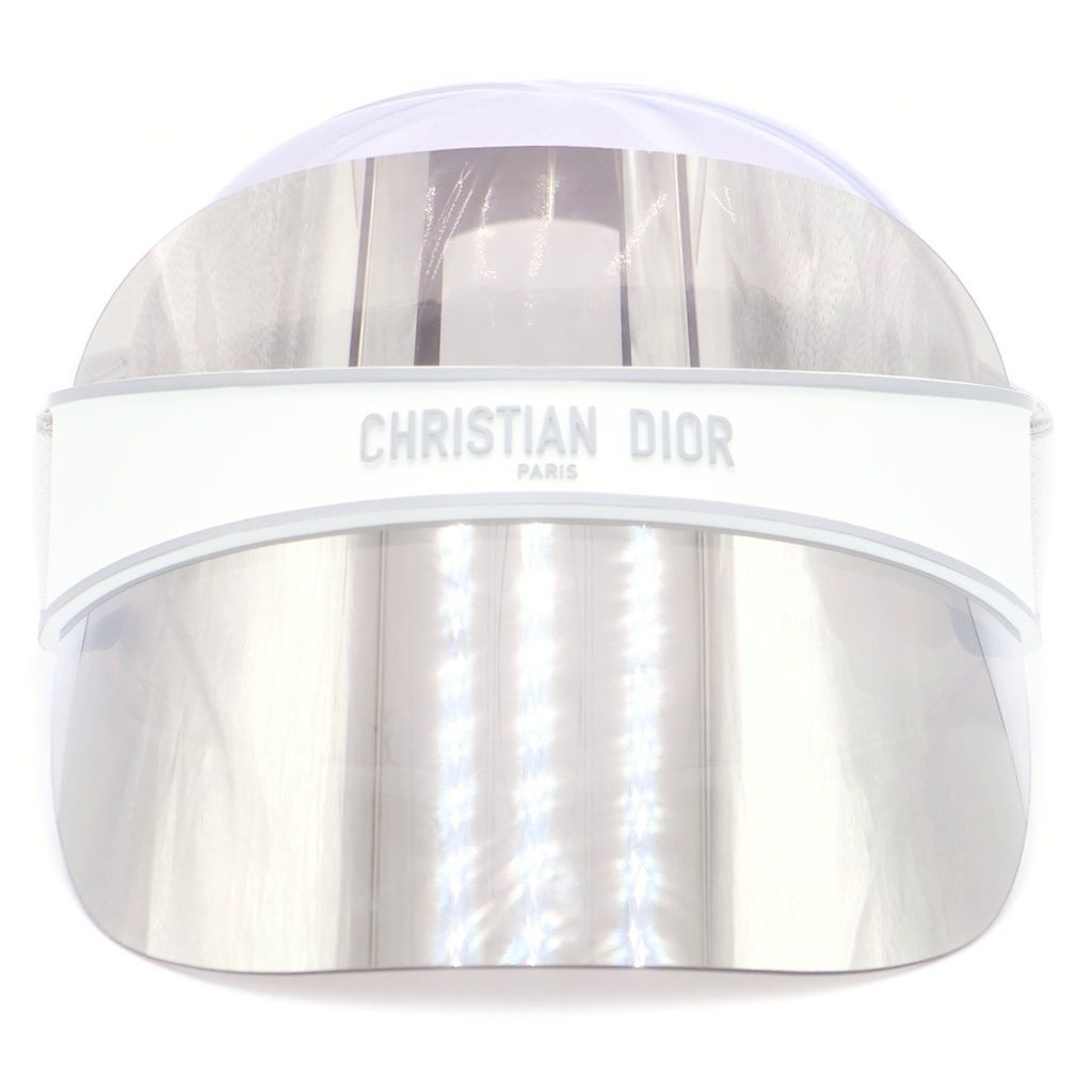 Dior Monsieur Club V1u Silver Mirror Effect Visor Sun Front Logo White — view 4