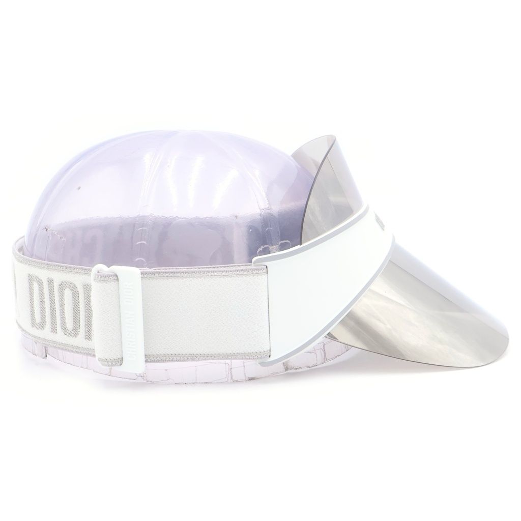 Dior Monsieur Club V1u Silver Mirror Effect Visor Sun Front Logo White — view 3