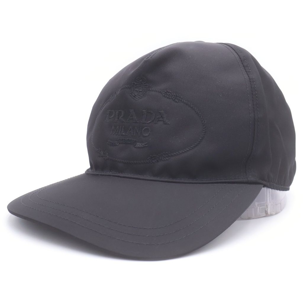 Prada Re-Nylon Logo Embroidery Baseball Cap Hat Black