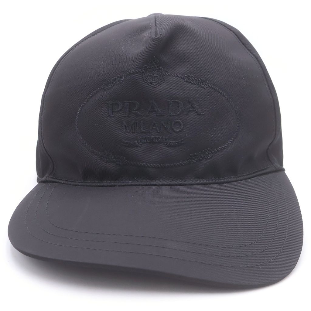 Prada Re-Nylon Logo Embroidery Baseball Cap Hat Black — view 4