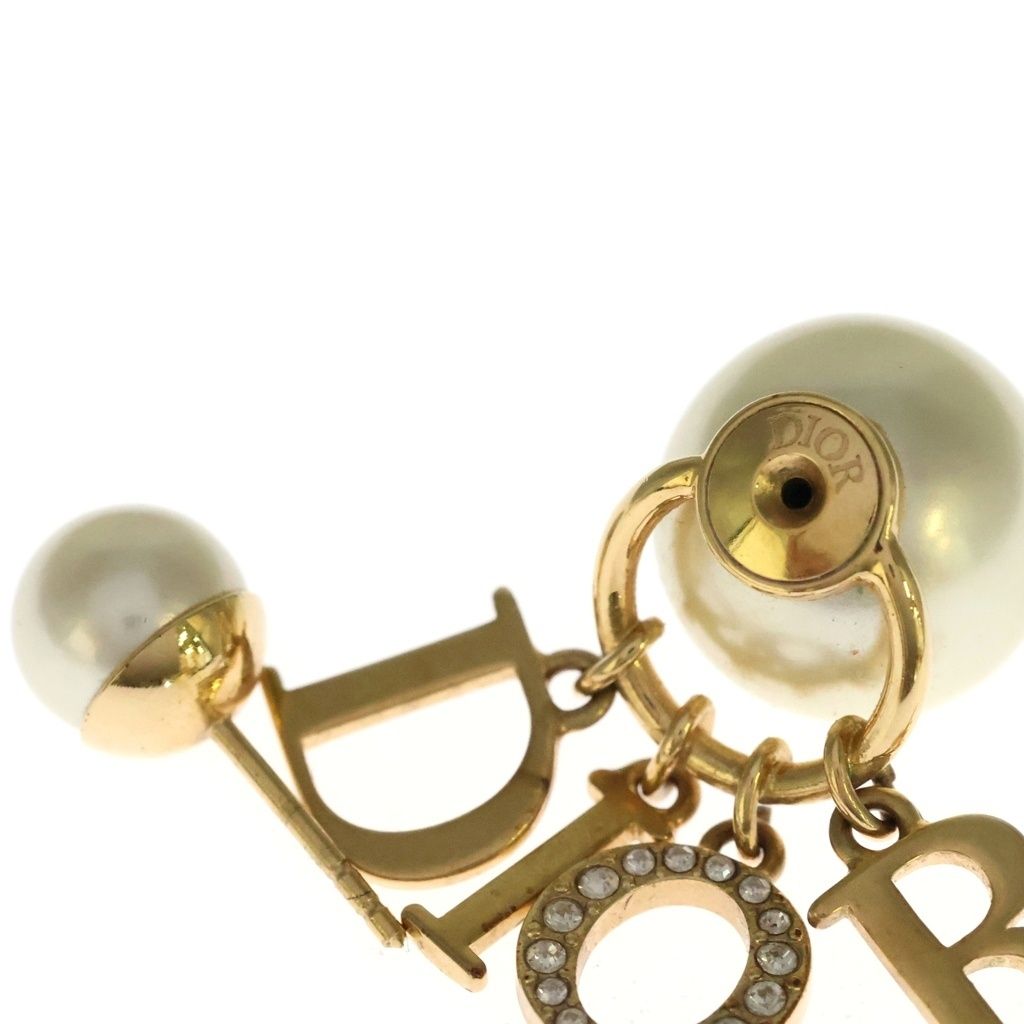 Dior Logo Tribal Earrings Faux Pearl Rhinestone Gold — view 5