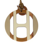 Hermes Equipe Buffalo Horn Pendant White Brown Beige — view 3