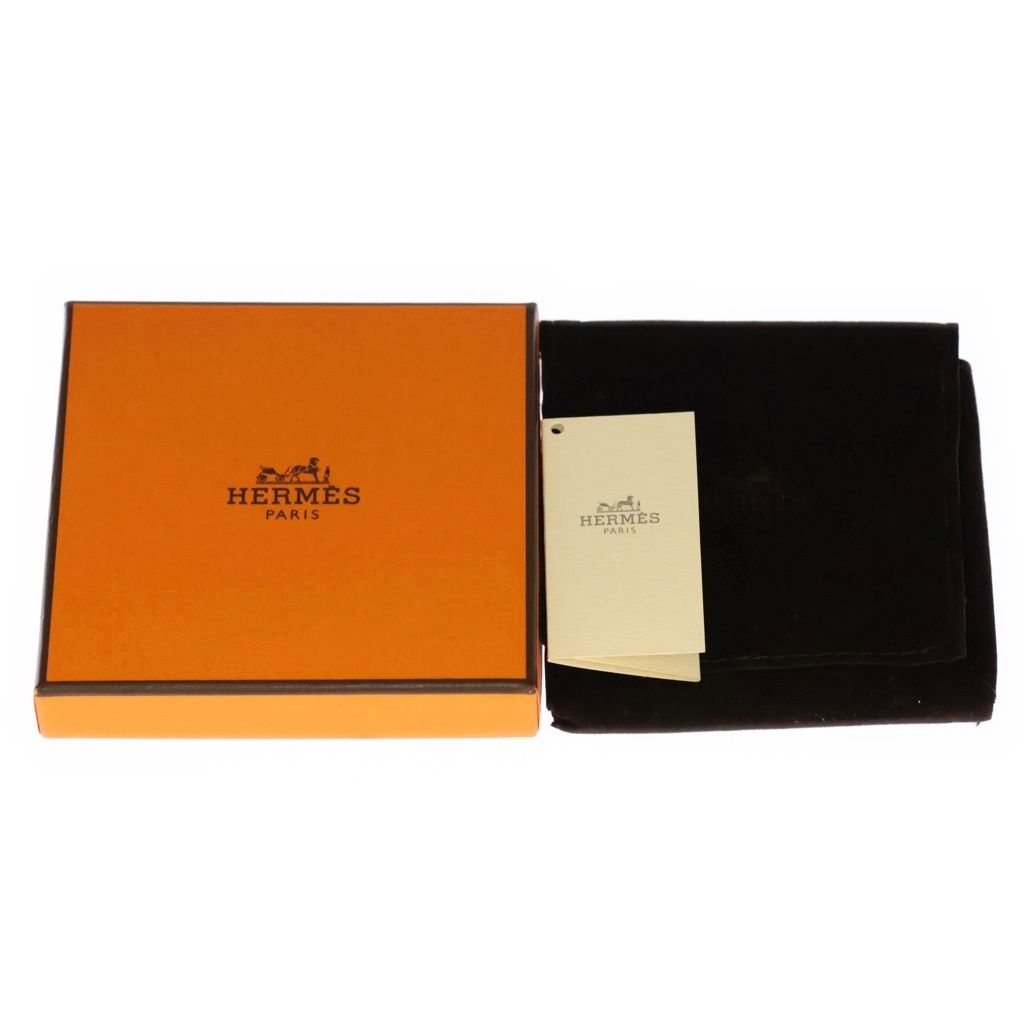 Hermes Rival Double Tour Leather Silver Studs Bracelet Bangle Black — view 6