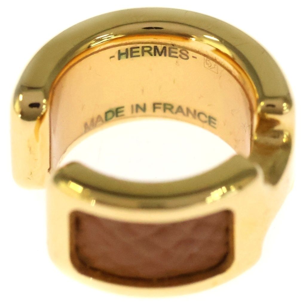 Hermes Olympe Epsom Gold Brown Earring — view 5