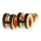 Hermes Pop Motif Gold Earrings Black