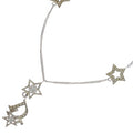 Dior CD Logo Rhinestone Star Motif Pendant Chain Silver
