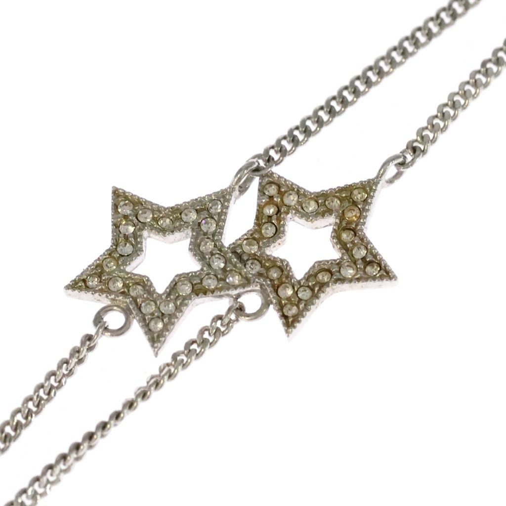 Dior CD Logo Rhinestone Star Motif Pendant Chain Silver — view 4