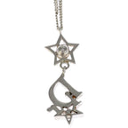 Dior CD Logo Rhinestone Star Motif Pendant Chain Silver — view 3