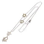 Dior CD Logo Rhinestone Star Motif Pendant Chain Silver — view 2
