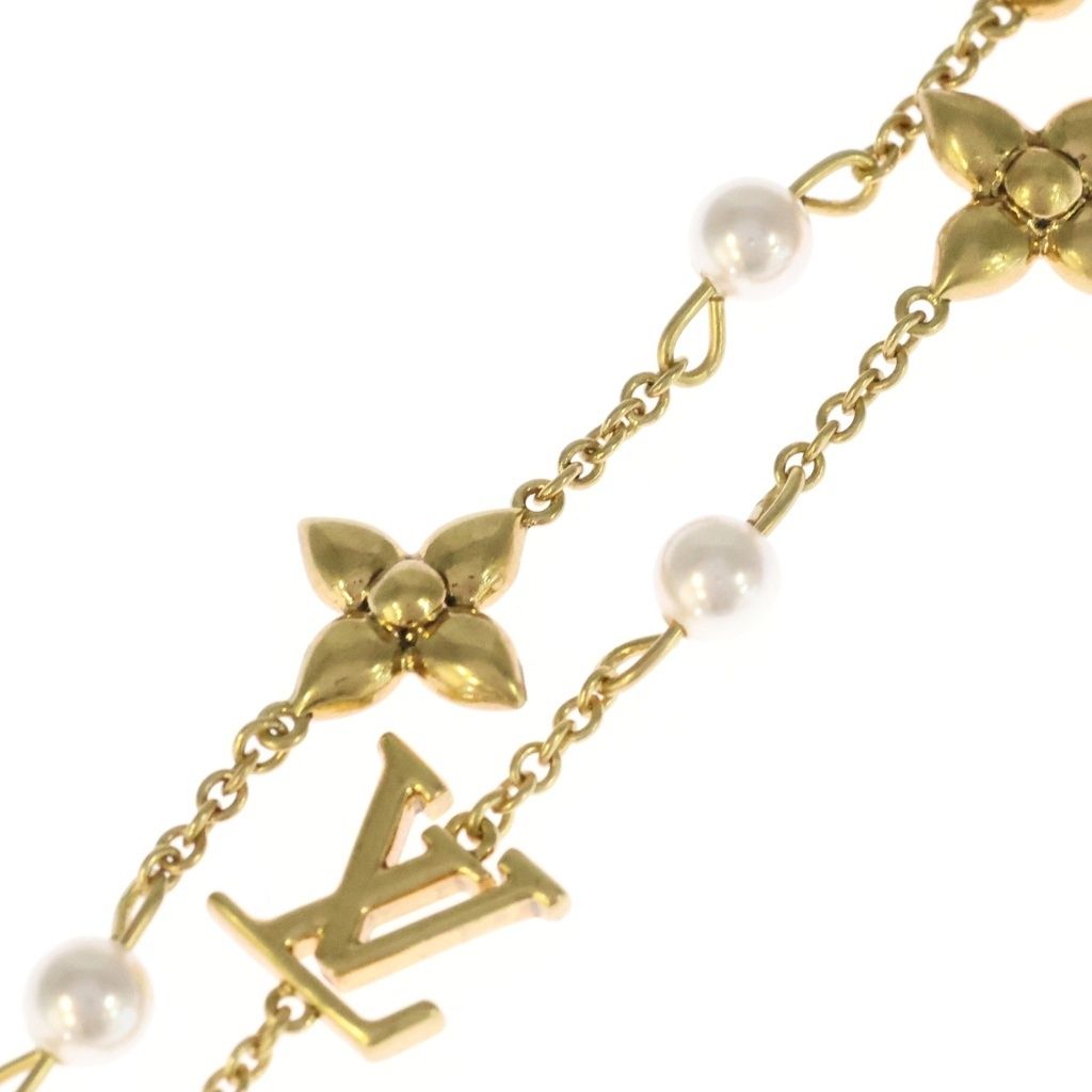 Louis Vuitton Sautoir a Logo Pendant Gold Yg Resin Pearl — view 3