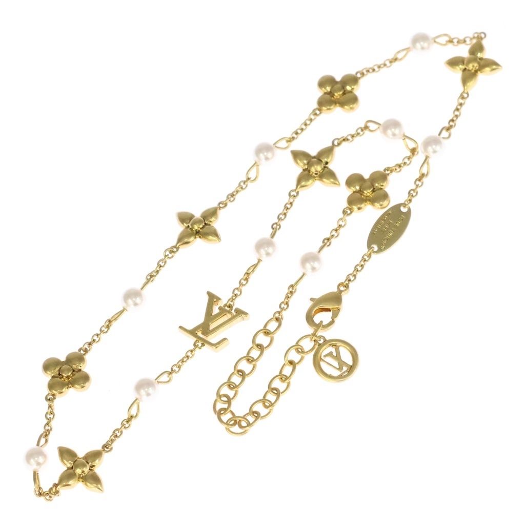 Louis Vuitton Sautoir a Logo Pendant Gold Yg Resin Pearl — view 2