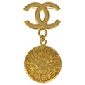 Chanel CC Logo Medal Pin Badge Brooch Gold