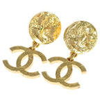 Chanel CC Logo Earrings Gold