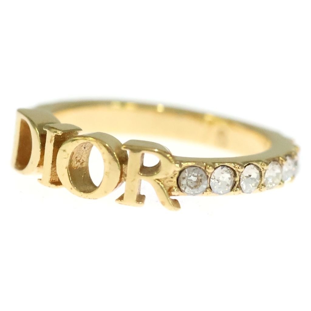 Dior Logo Rhinestone Ring Gold